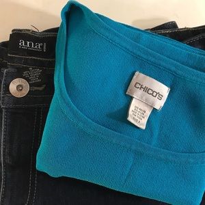 Teal Tank Top & Dark Jean Shorts, Plus size outfit